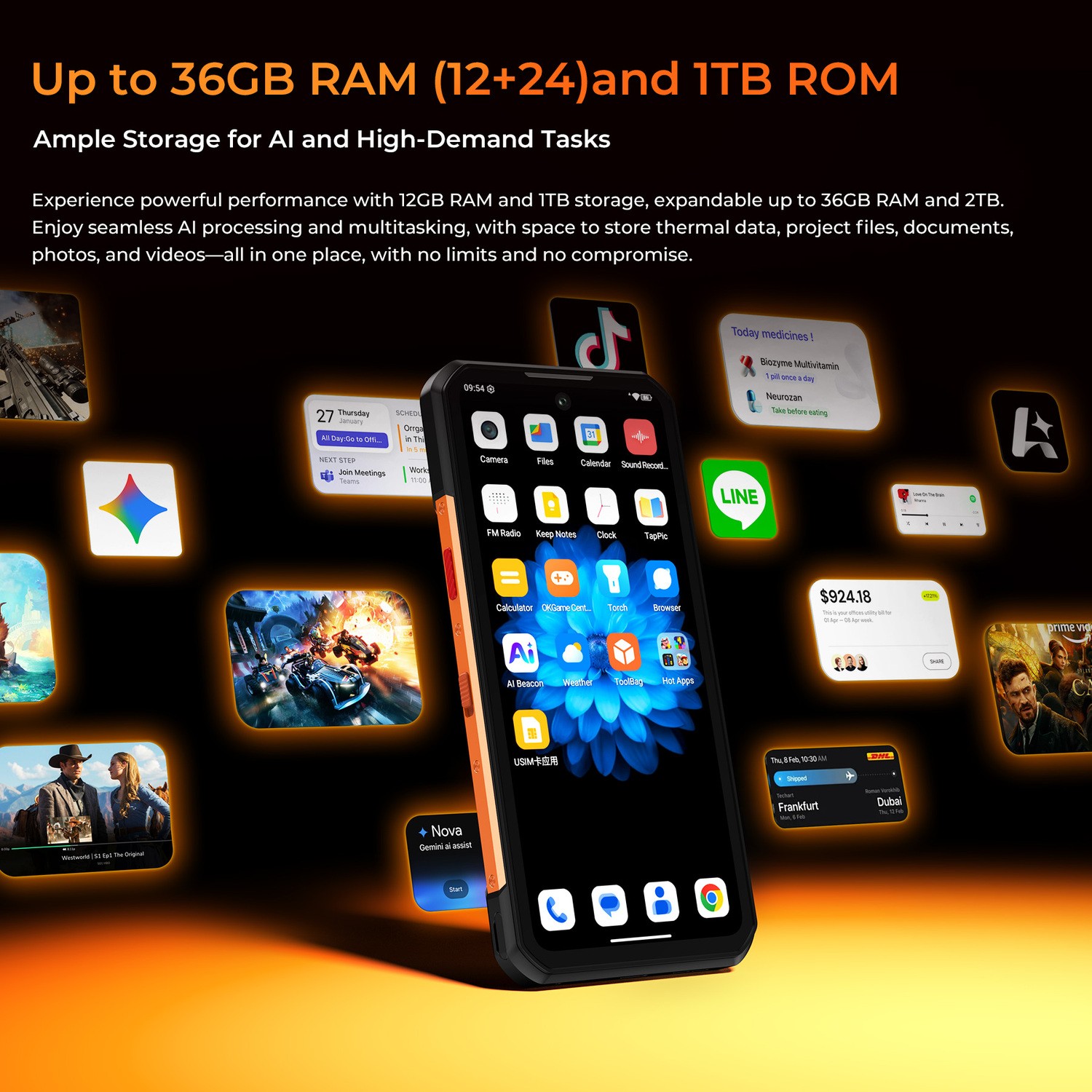 2026 OUKITEL WP500 5G Rugged Smartphone 36GB+1TB Android 16 11000mAh T-Mobile