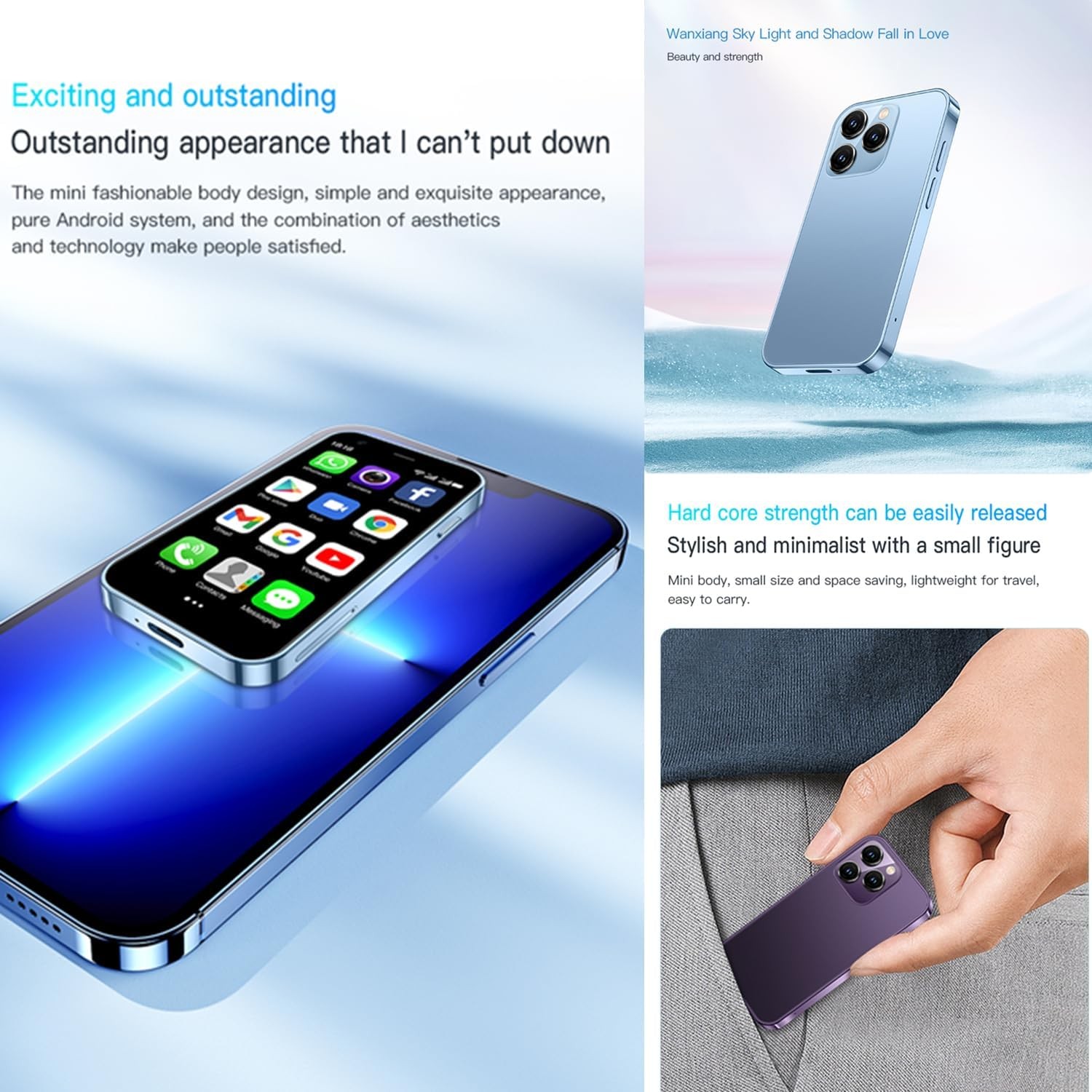 XS15 3G Mini Smartphone 3.0 Inch WiFi GPS Quad Core Android Cell Phones Camera