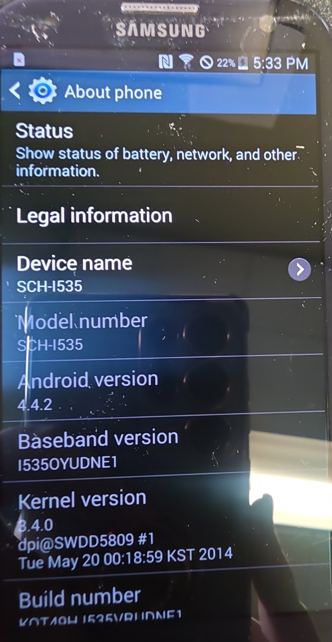 Samsung Galaxy S3| 16 GB | 1GB RAM| Black| 4.4.2| SCH-1535| Verizon