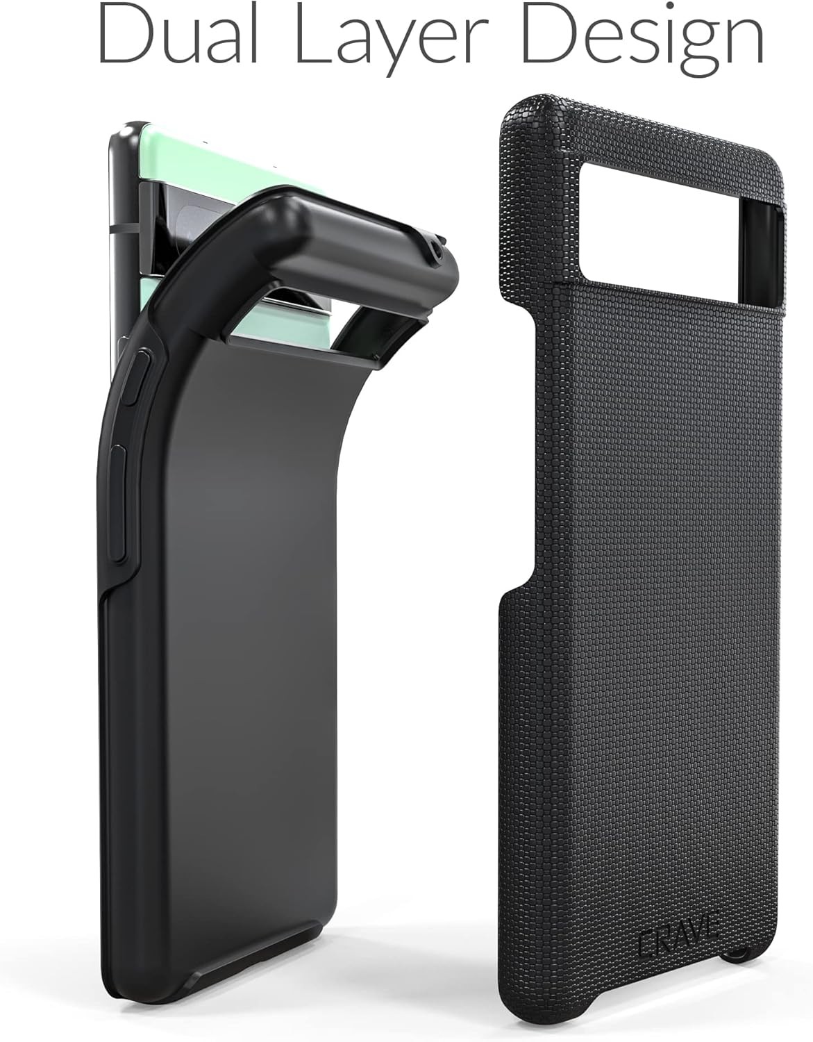 Dual Guard for Google Pixel 6a Case, Shockproof Protection Dual Layer Case – Bla