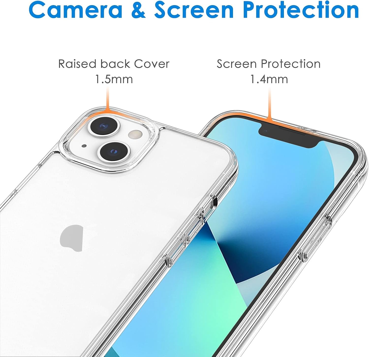 Shockproof Bumper Cover Case for iPhone 13 6.1-Inch, Clear, Non-Yellowing Design