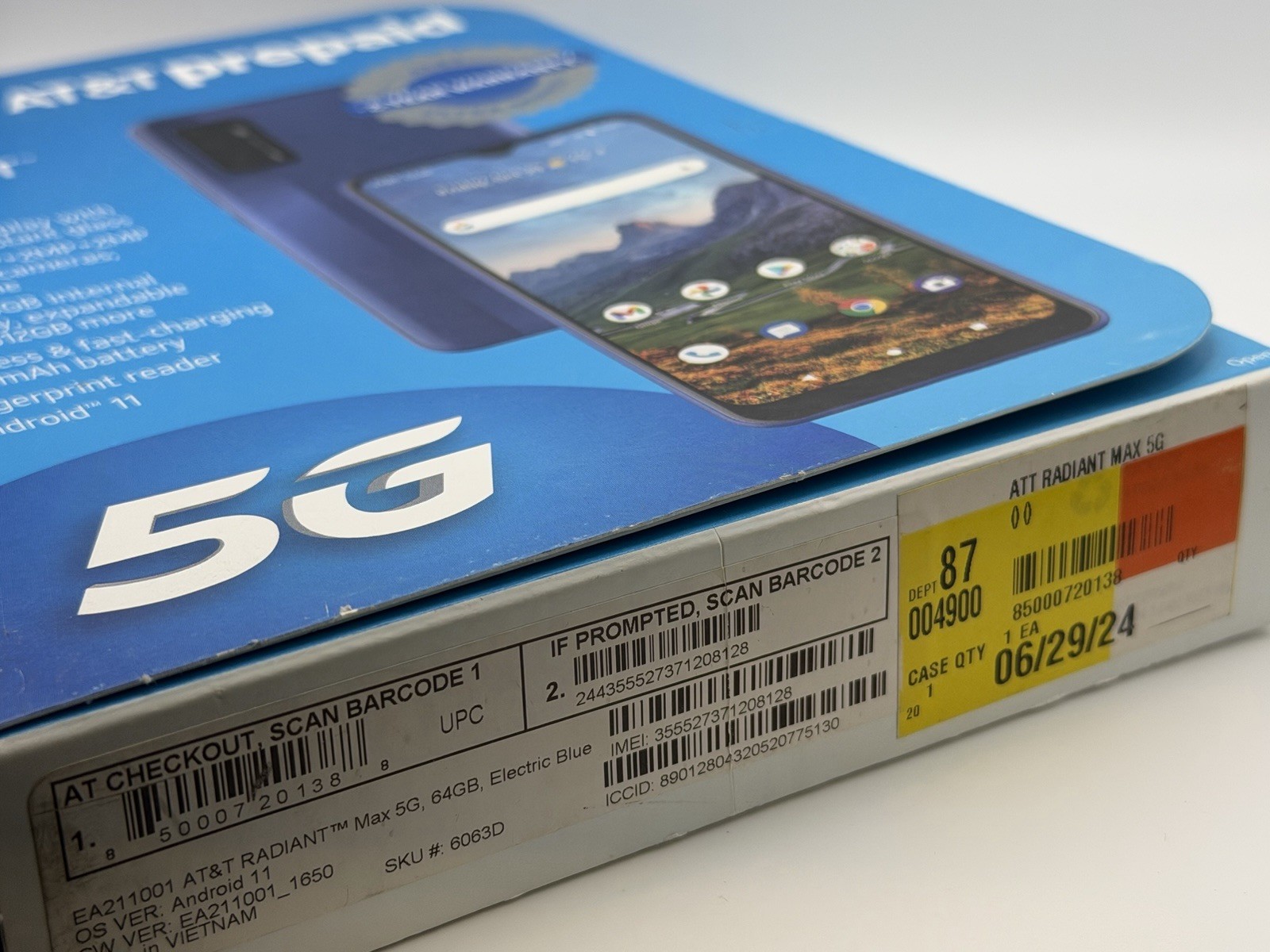 AT&T Radiant Max 5G EA211001 64GB Electric Blue Android 11 Prepaid New