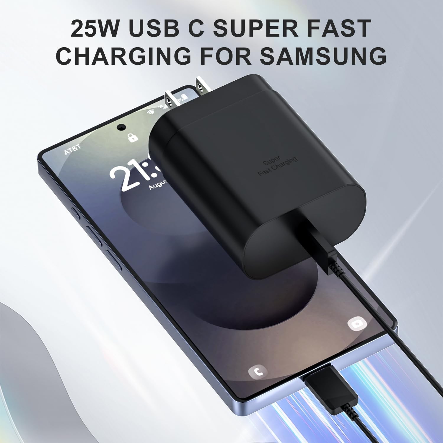 25W Super Fast Wall Charger USB-C 4 Pack with 10ft Cable for Samsung Galaxy S26
