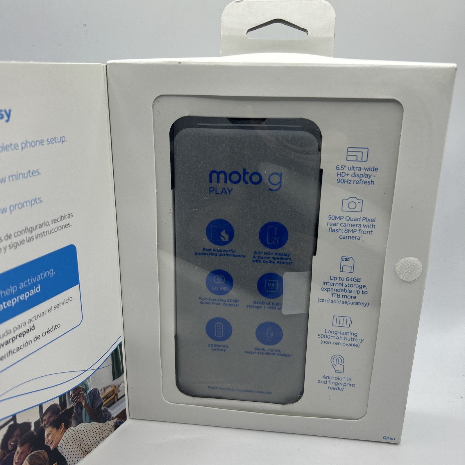 New & Sealed – Motorola Moto G Play (2024) Blue At&t Prepaid Smartphone 64GB