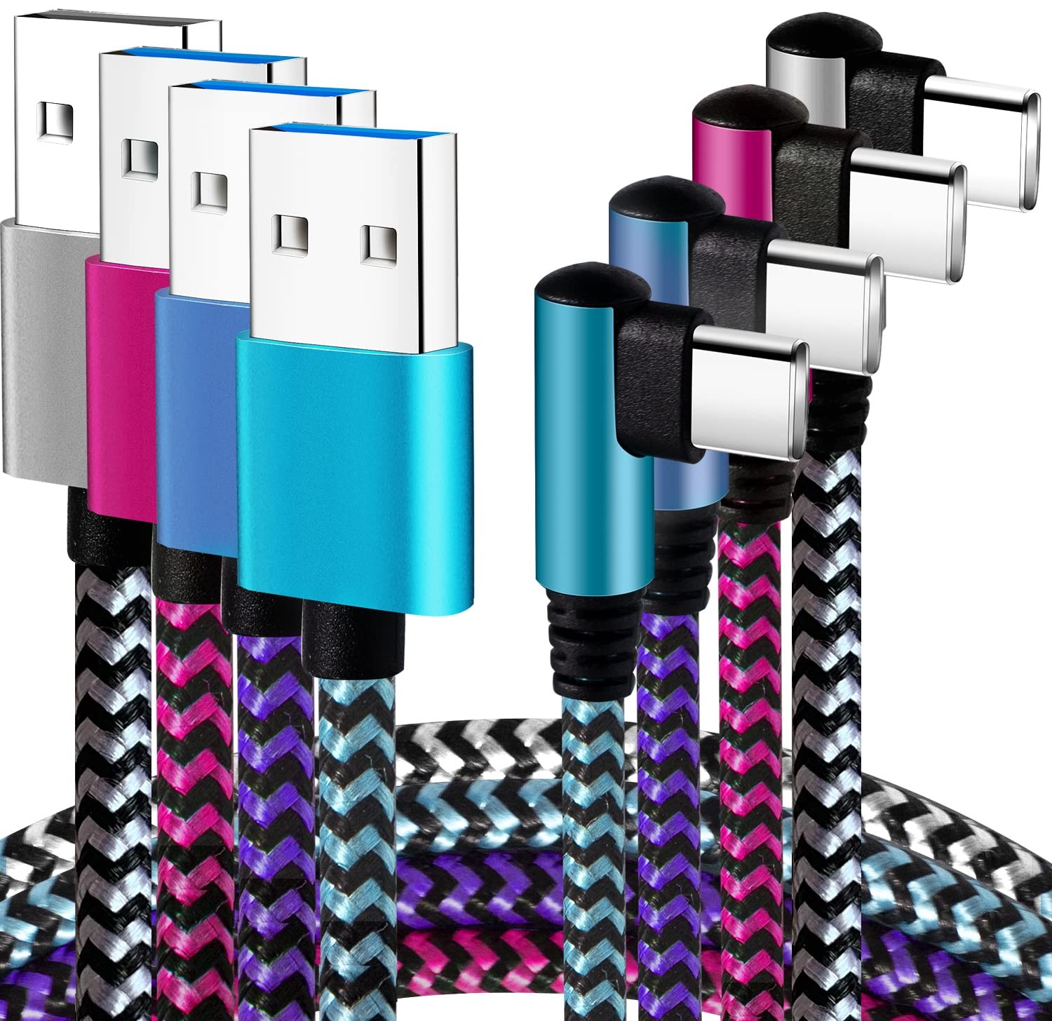 6Ft USB-C Fast Charging Cables – 4-Pack for Samsung Galaxy S10/S10e