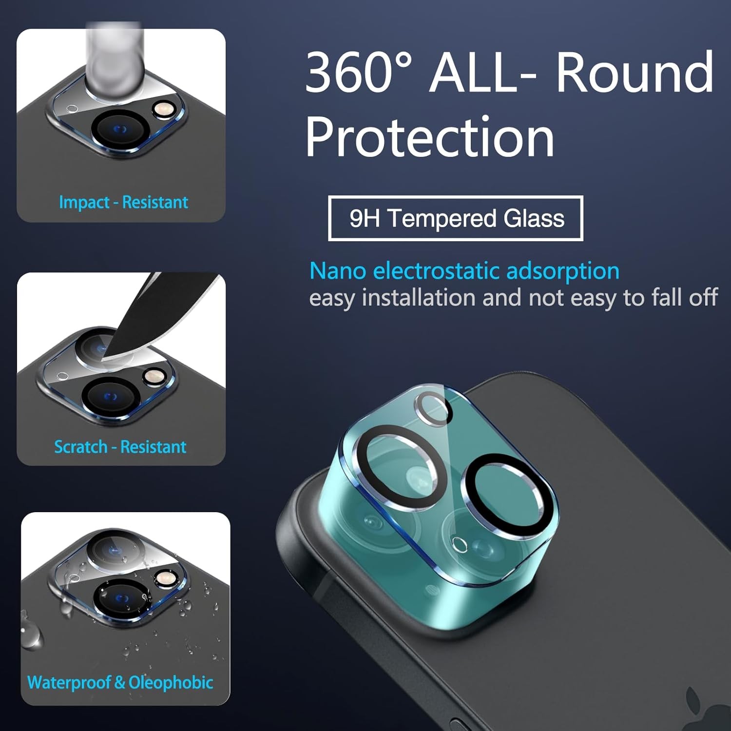 3-Pack Anti-Spy Privacy Screen & Lens Protector for iPhone 13, Case Friendly