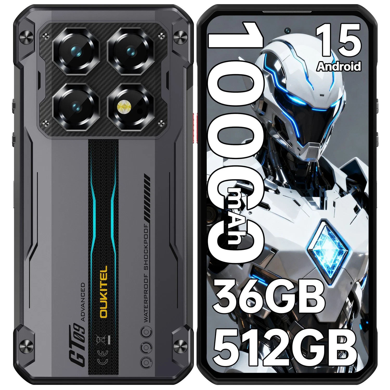 OUKITEL WP60 Rugged Smartphone 5G 10000mAh Android Phone 7.2 in 36GB+512GB