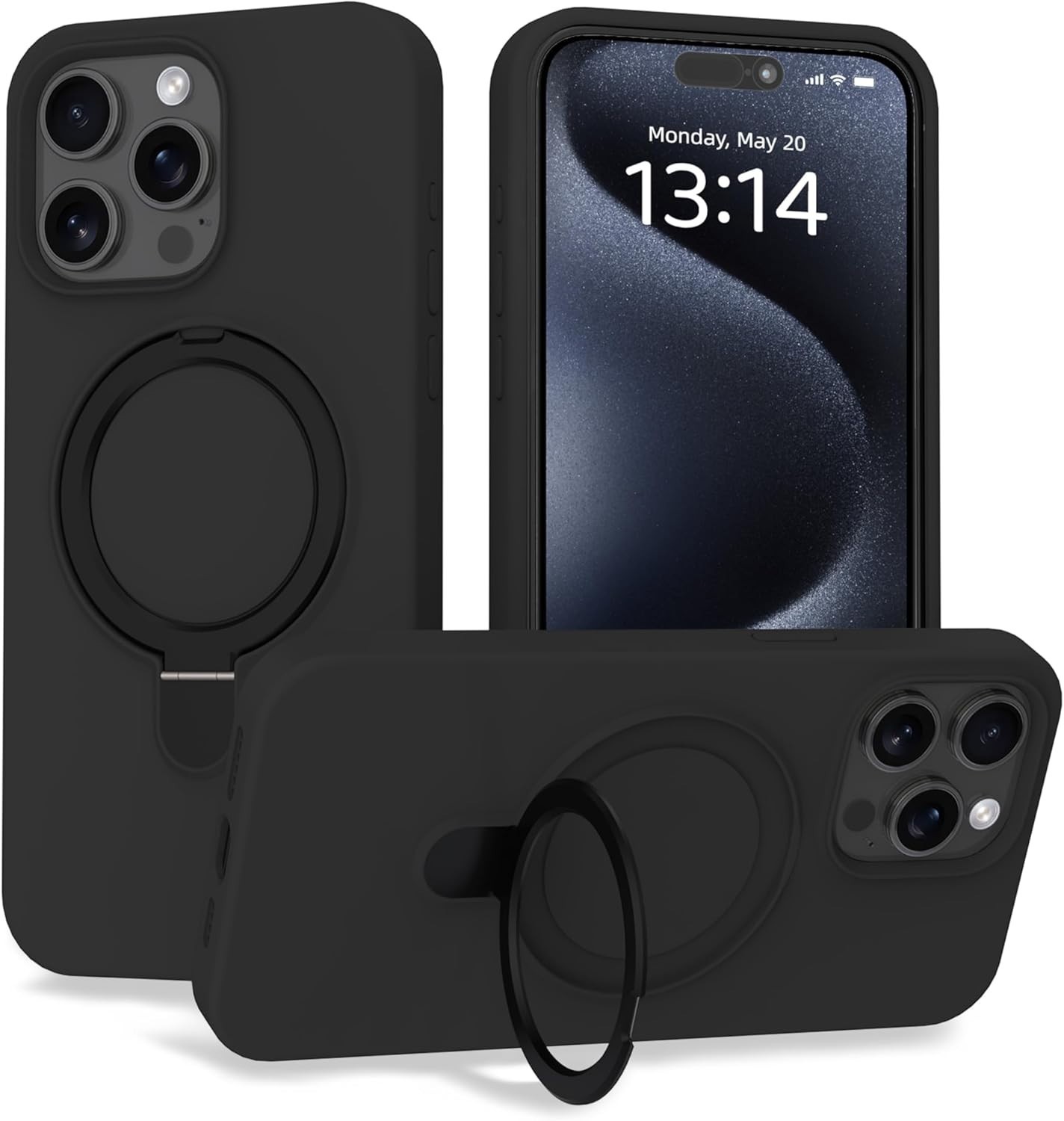 Case for iPhone 13 Pro Max with Magnetic Invisible Stand – Shockproof Silicone C