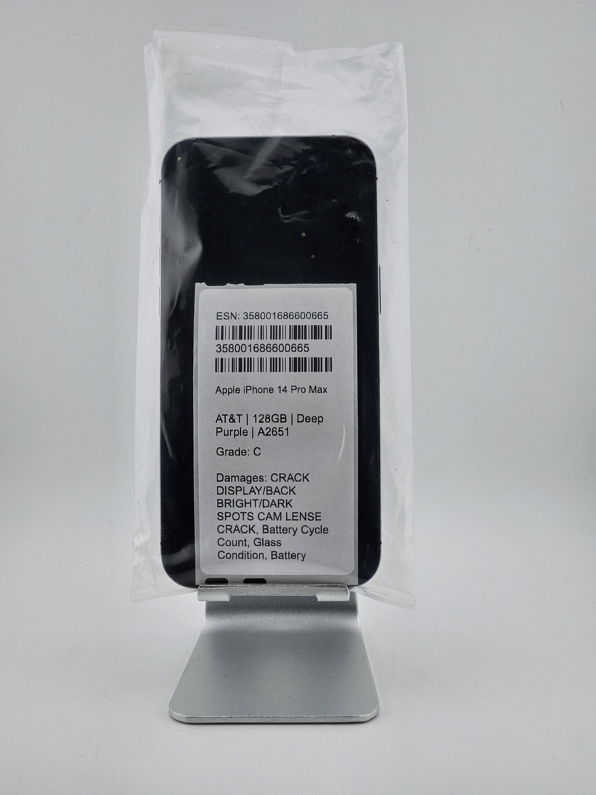 Apple iPhone 14 Pro Max 128GB (AT&T) A2651 – Deep Purple AS-IS