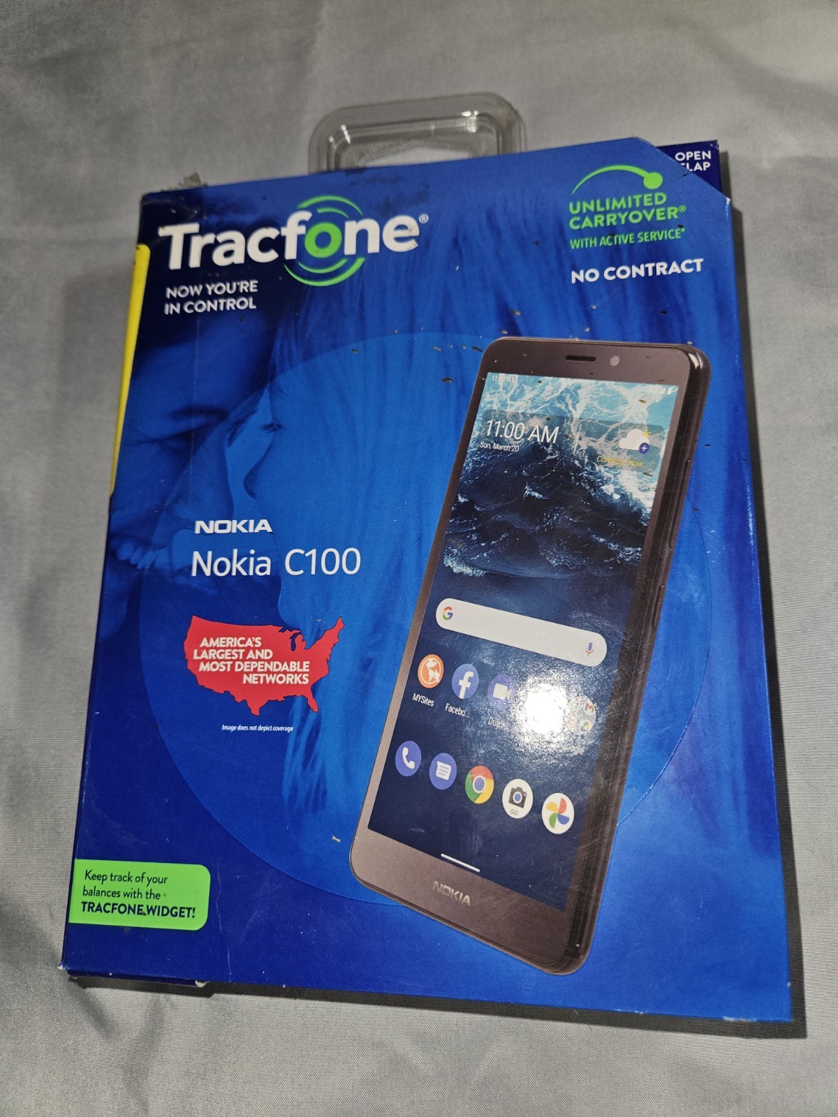 TracFone Nokia C100, 32GB, 4G LTE, Black – Prepaid Smartphone (Locked) NIB
