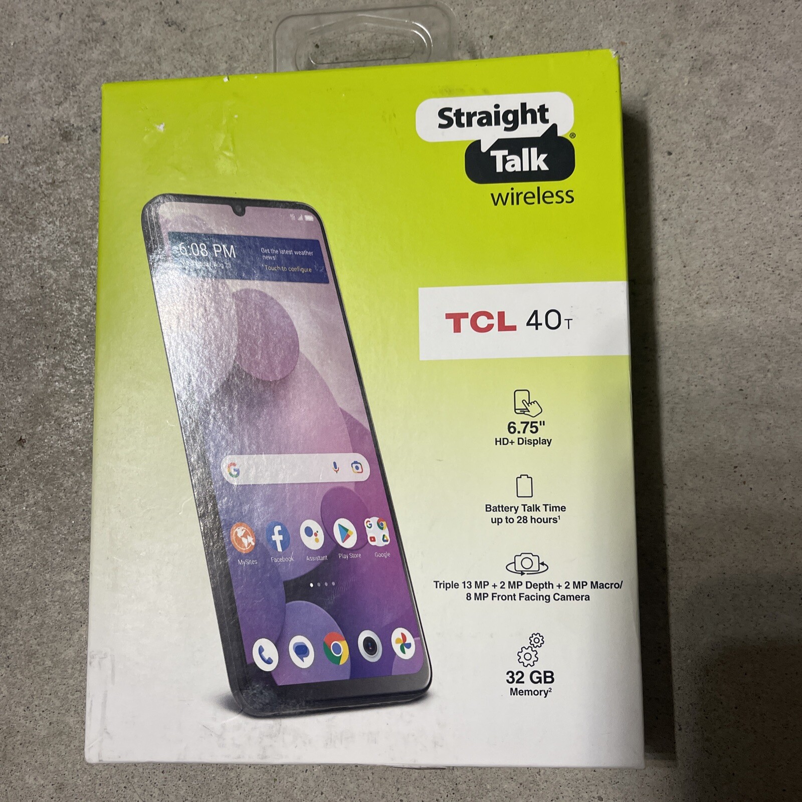 New/Sealed – Straight Talk TCL 40 T, 32GB, Black – Prepaid Smartphone [Locked]