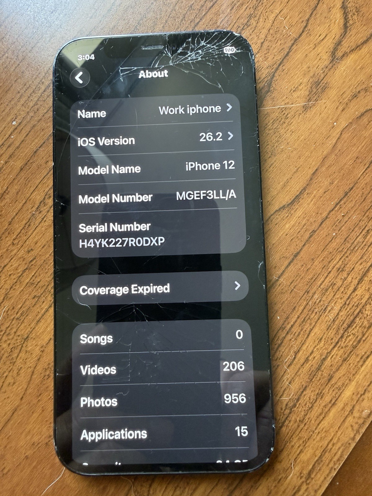 Apple iPhone 12 64GB AT&T Black iOS 12MP Cracked Screen