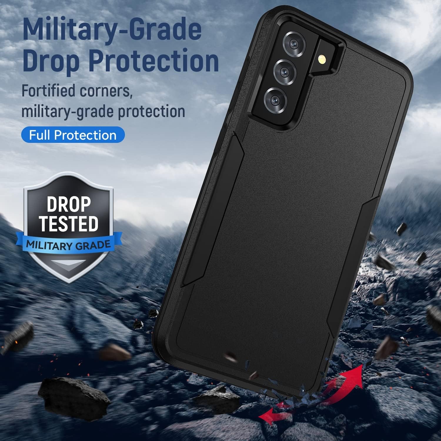 Rugged Heavy-Duty Protective Case with HD Screen Protector for Samsung Galaxy S2