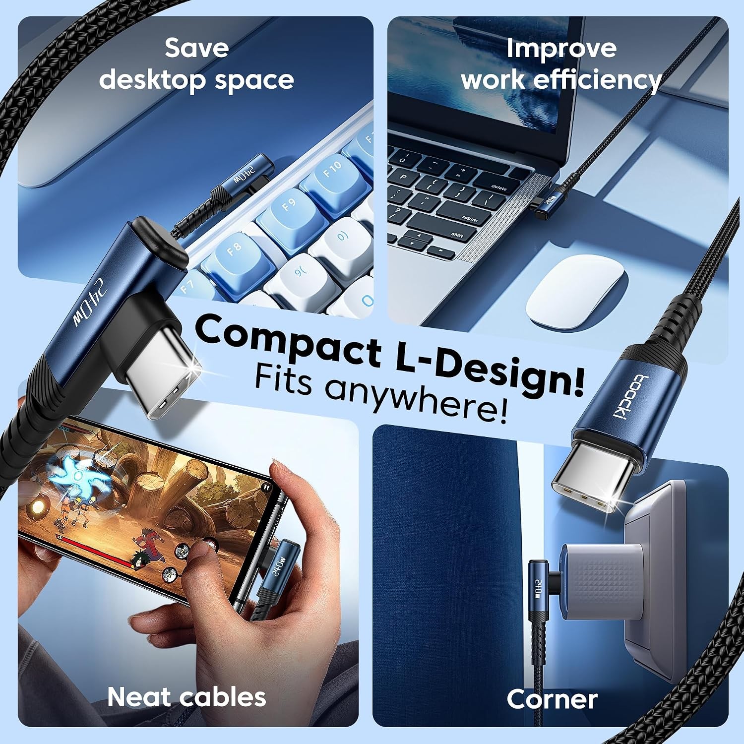 2 Pack 240W USB-C Fast Charger Adapter for iPhone 17, Samsung Galaxy S25 10ft
