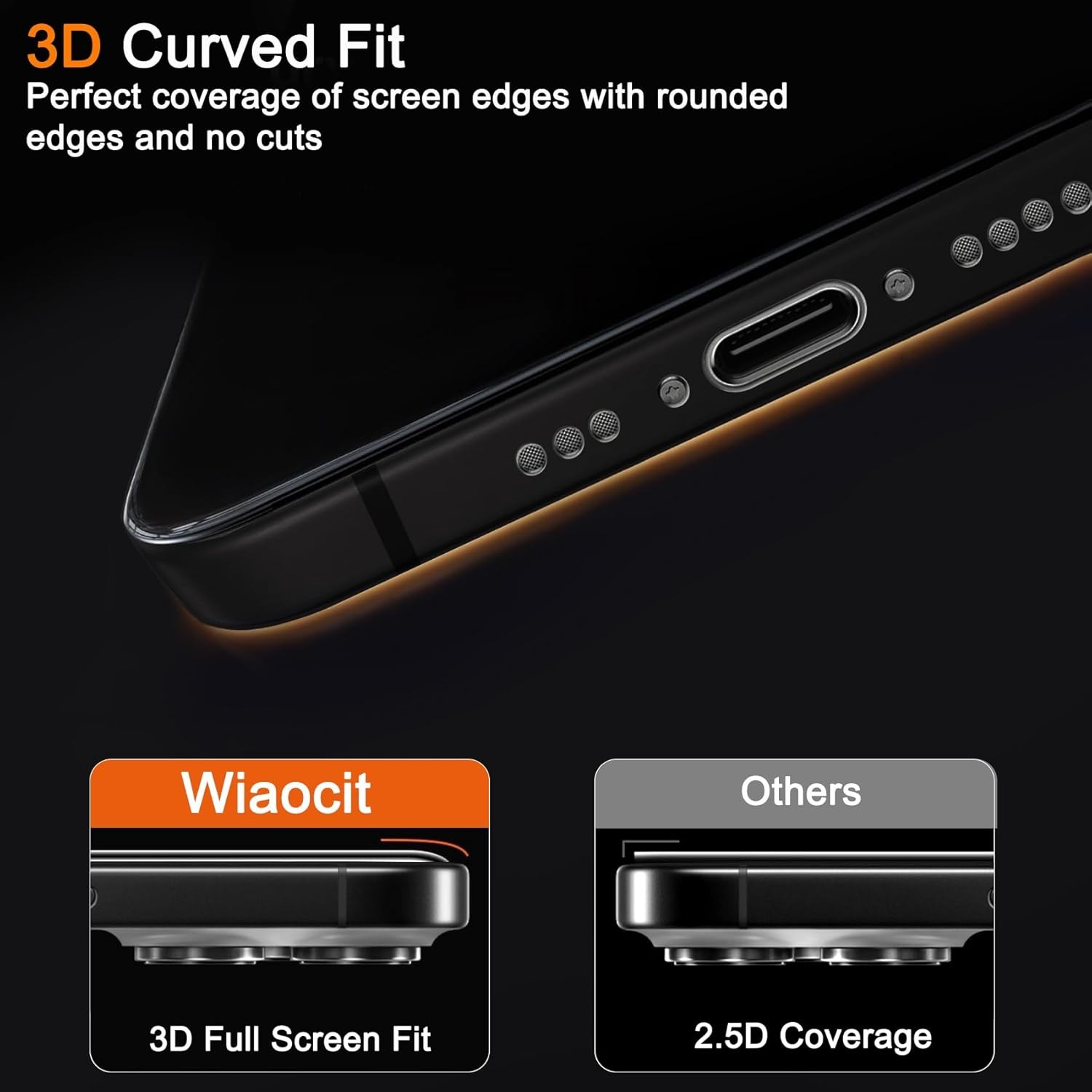 3 Pack Tempered Glass Screen Protector & Camera Lens Protector for iPhone 16 Pro