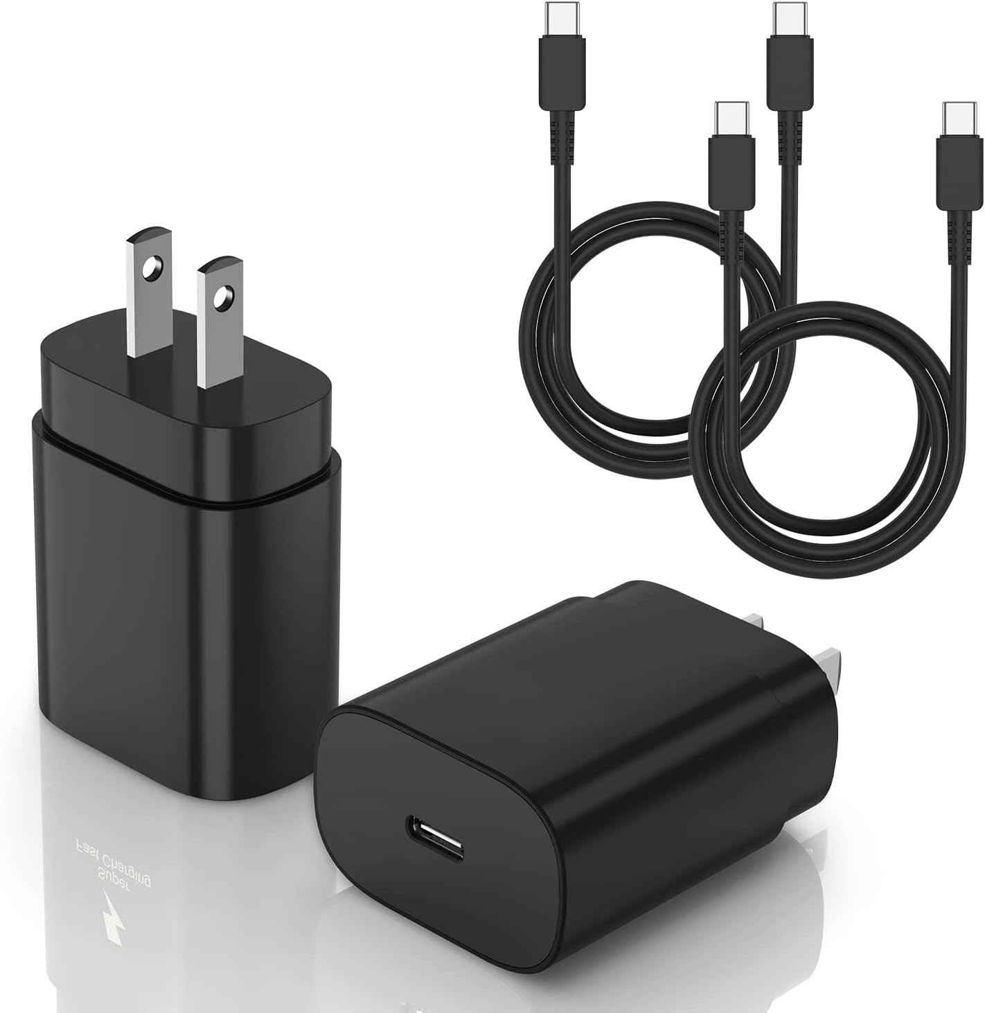 2-Pack 25W Fast USB-C Charger with 10ft Cable for Samsung Galaxy S24/S25