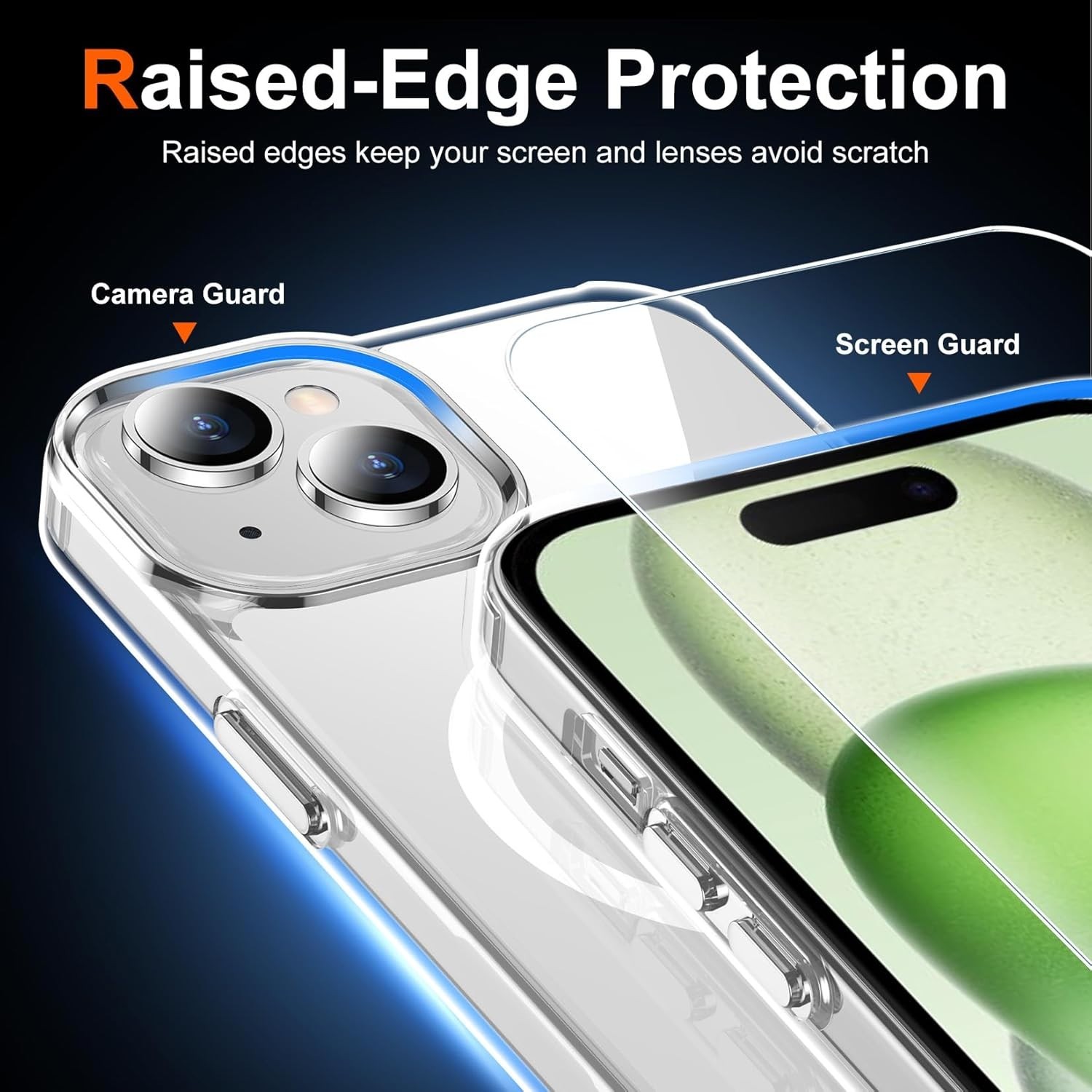 for iPhone 15, 14 & 13 Clear Case with Screen Protector, Anti-Yellowing, Shockpr
