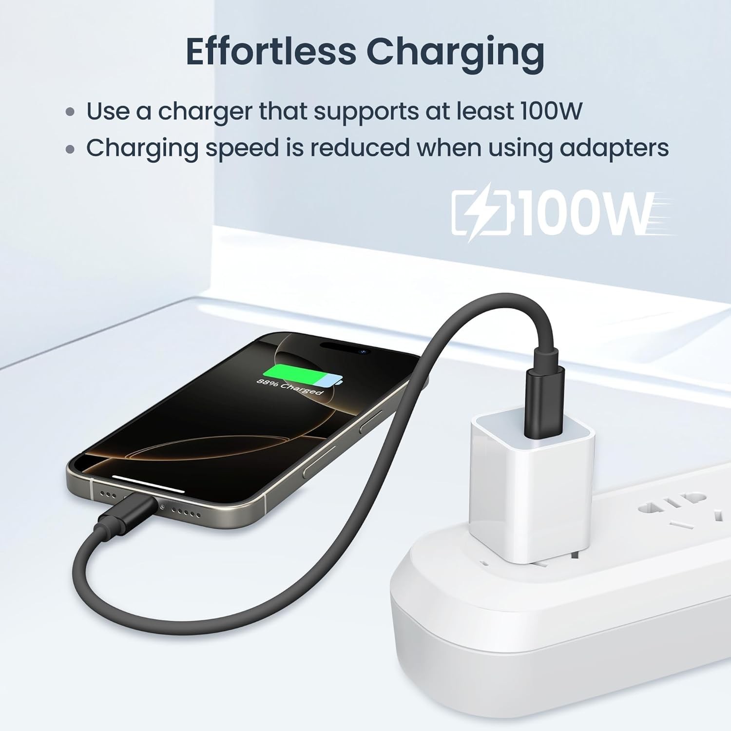 Multi USB Charger Adapter Kit, Micro USBC Adaptor, 1Ft 100W Charging Cable, Type