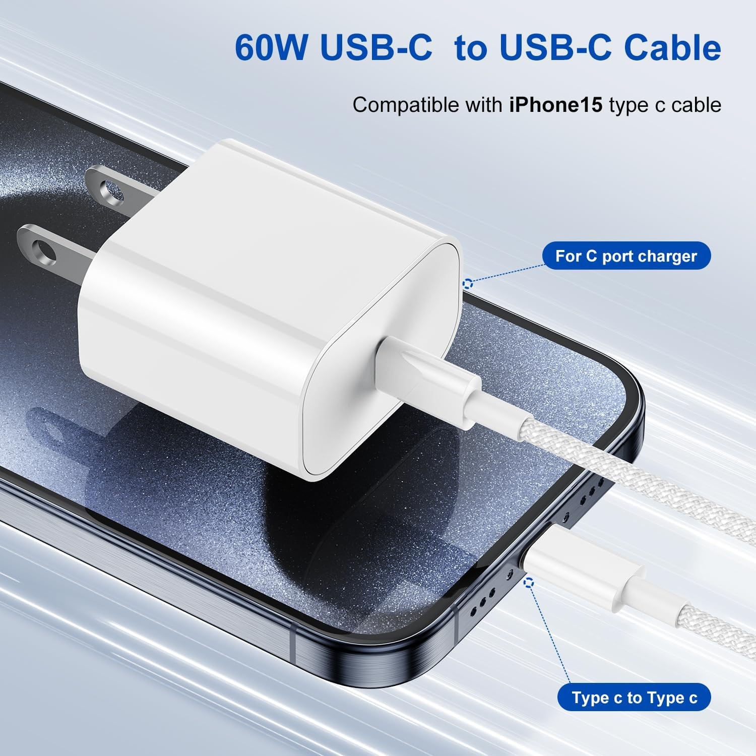 2-Pack 3ft Nylon Braided Type C Fast Charging Cable for iPhone 15/17 and More