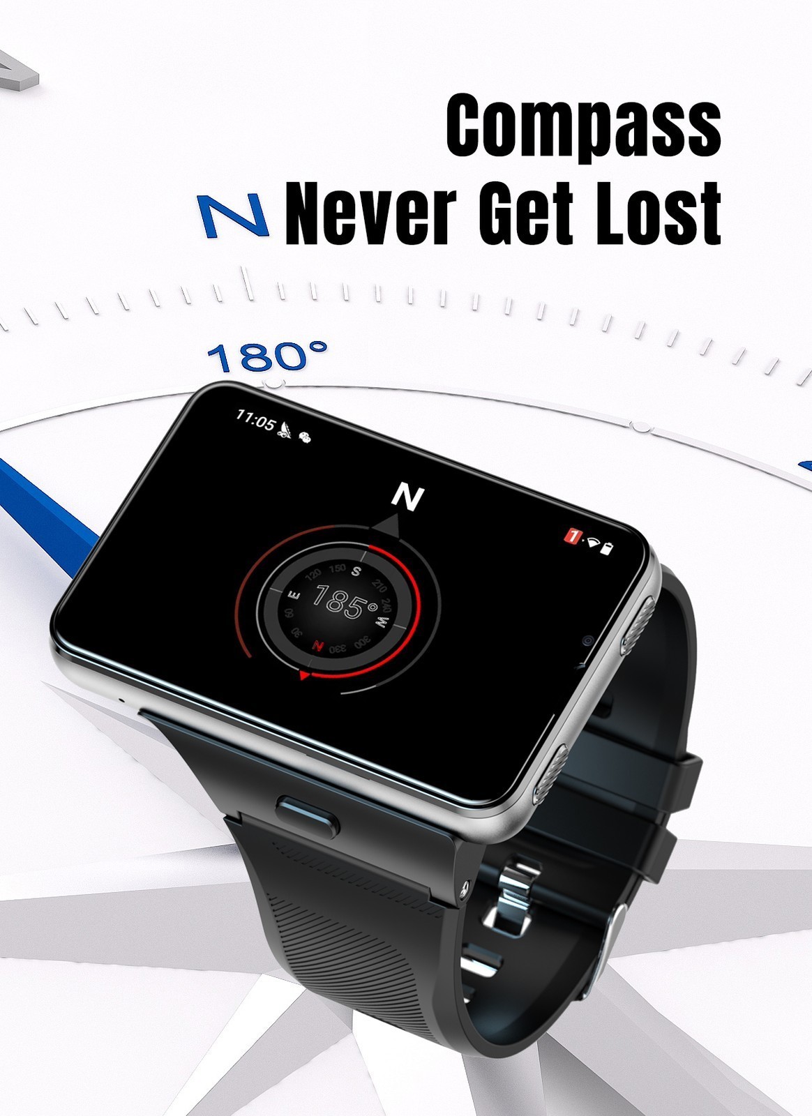 2.88″ Larger Screen 4G Smart Watch Android 11 Dual Camera WIFI GPS SIM Support