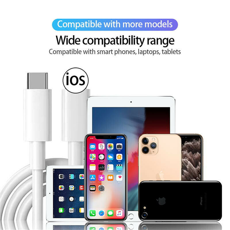 20W PD Wall Adapter Fast Power Charger USB-C 3ft Cable for iphone 14 13 12 11 🤝