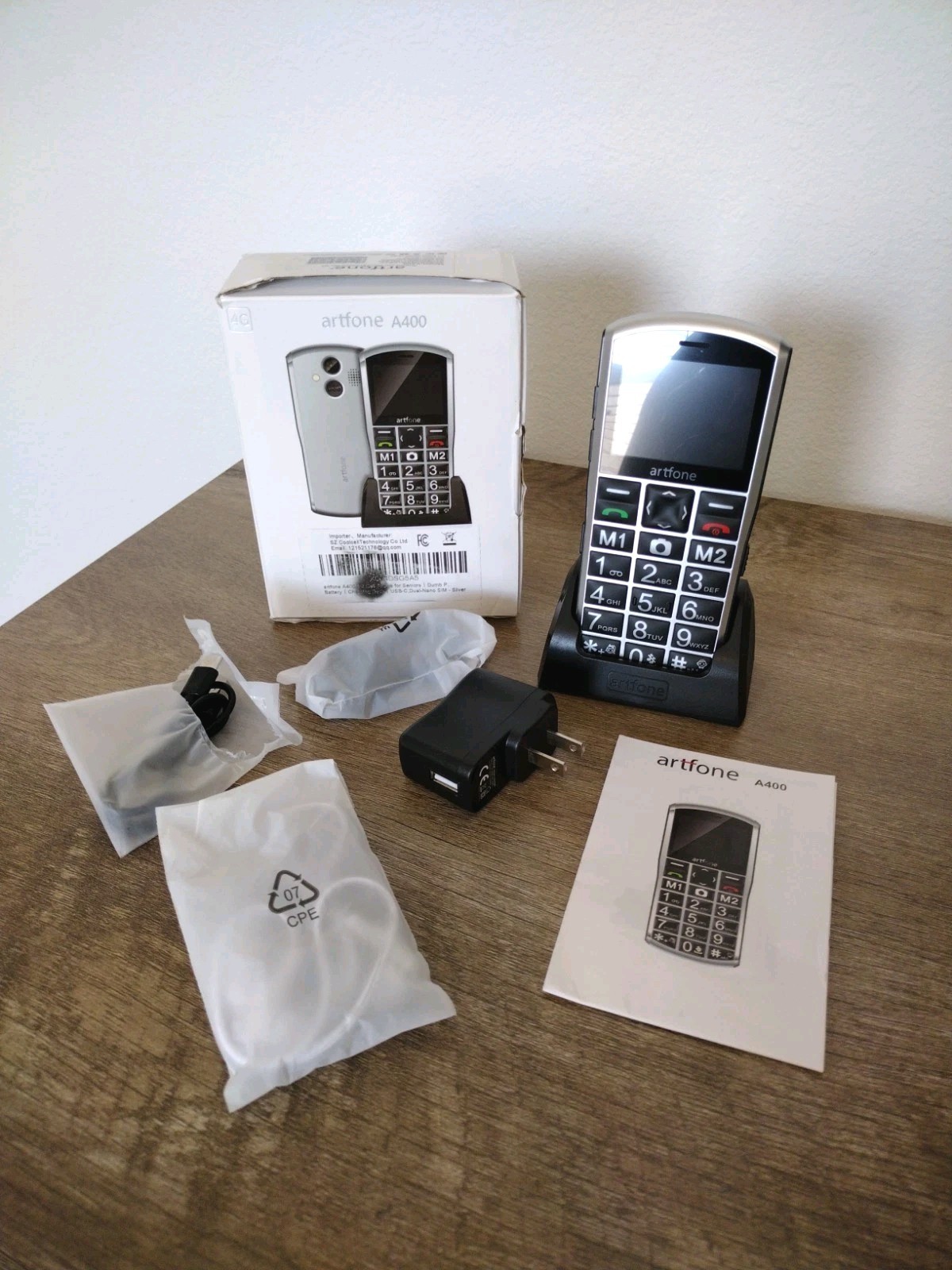 artfone A400 Silver Big Button 4G Unlocked Bluetooth Cell Phone for Seniors