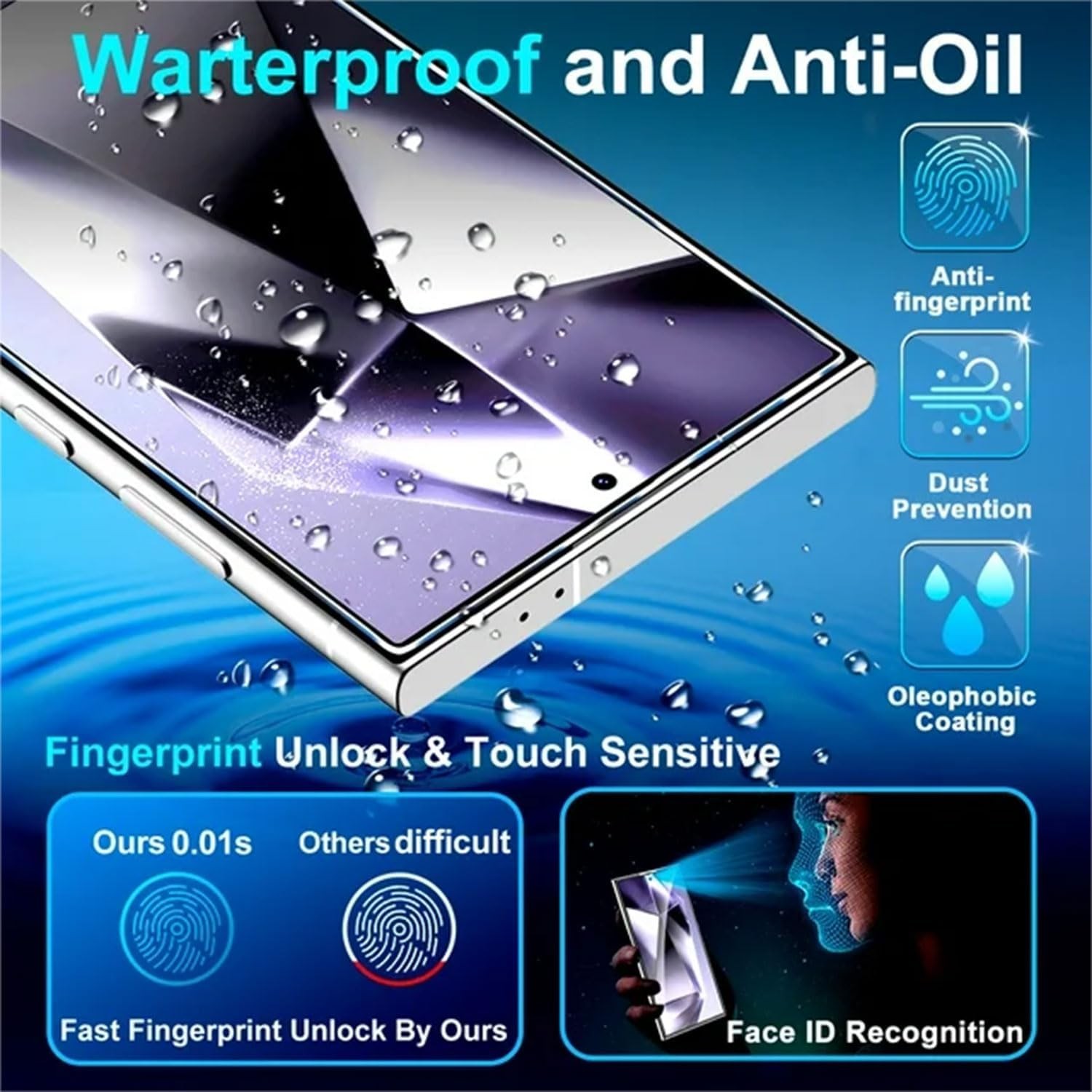 [2+2 Pack] Anti-Scratch Screen Protector for Samsung Galaxy S24 Ultra 6.8 Inch