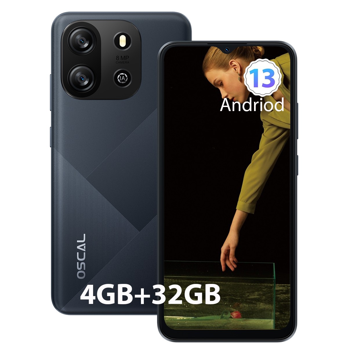 Blackview OSCAL FLAT 1C 4G Smartphone 4GB+32GB 6.56″ Android 13 Dual SIM 4700mAh