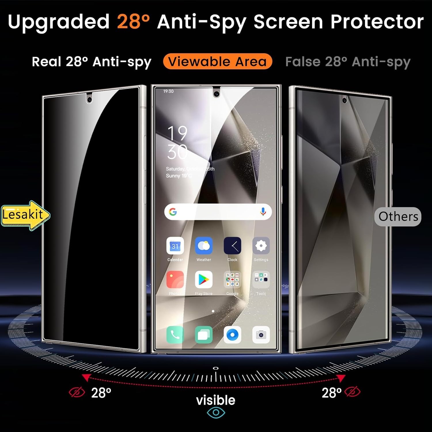 2 Pack Privacy Screen Protector & Anti Spy for Samsung Galaxy S24 Ultra 6.8 Inch