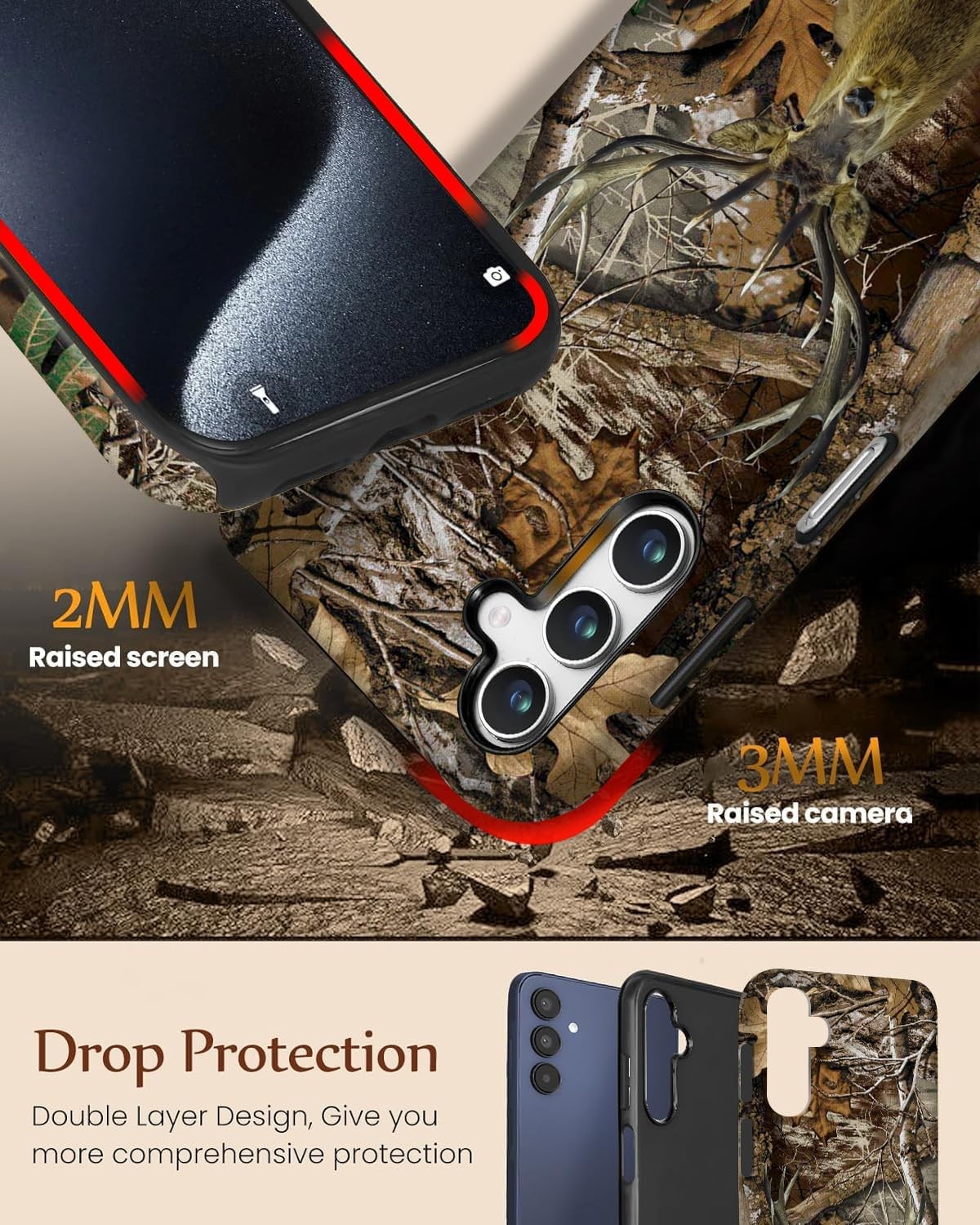 2 in 1 Shockproof Case for Samsung Galaxy A17 5G, Hard Shell Silicone Cover, Cam
