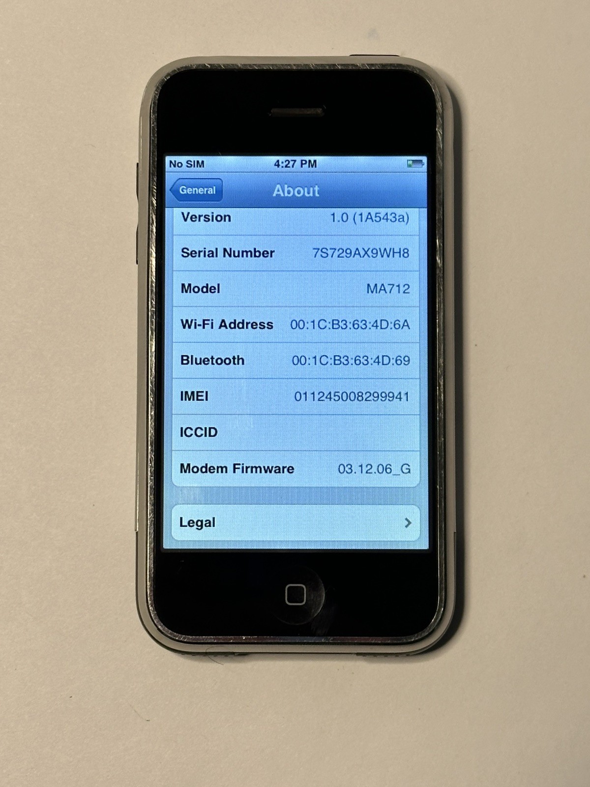 iOS 1.0 Apple iPhone 1st Generation – 8GB – Black A1203 (GSM) 2G MA712LL/A