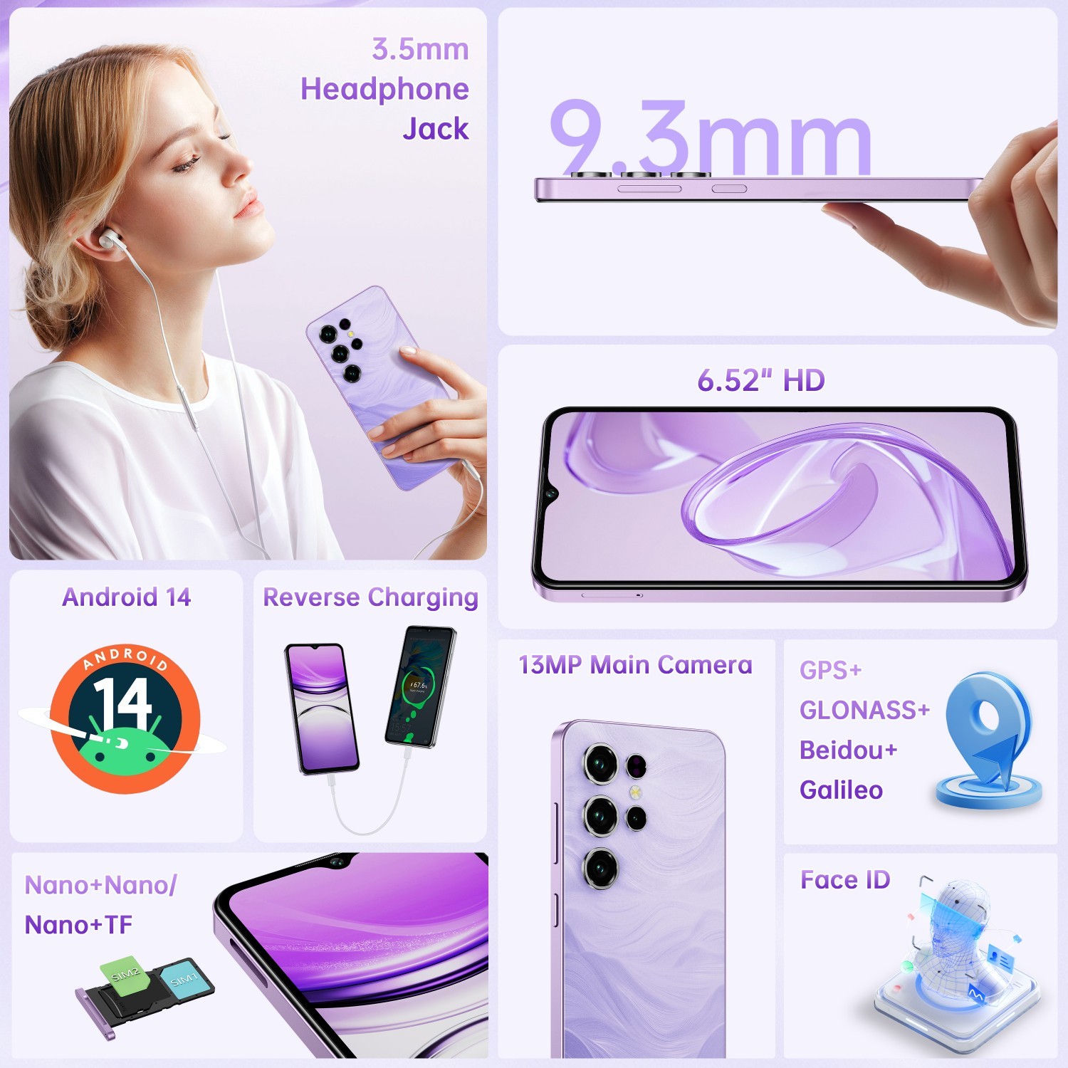 2026 OUKITEL C2 Cell Phone 6.52″ HD 90Hz 16+128GB 5150mAh Android 14 T-Mobile