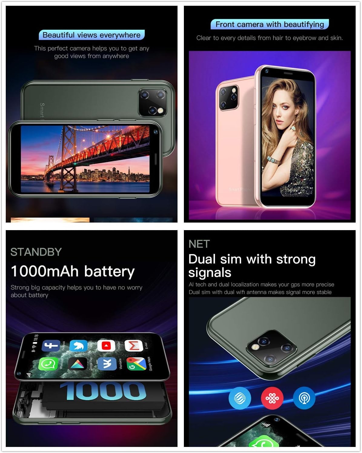 XS15 3G Mini Smartphone 3.0 Inch WiFi GPS Quad Core Android Cell Phones Camera