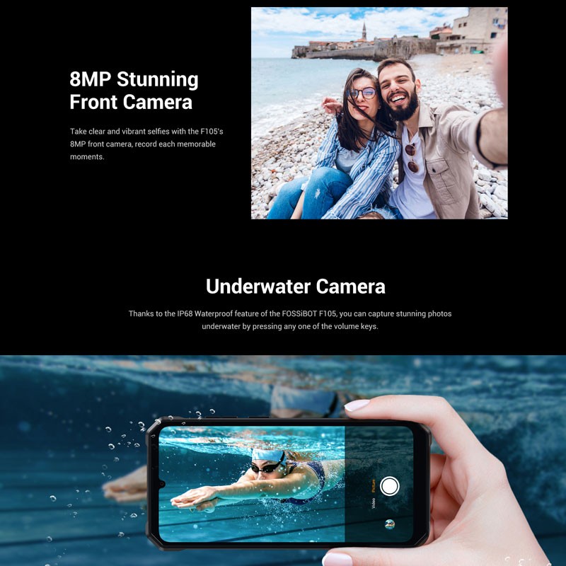 6.74″ FOSSiBOT F105 4G LTE Rugged Smartphone Android Dual SIM Outdoors 10300mAh