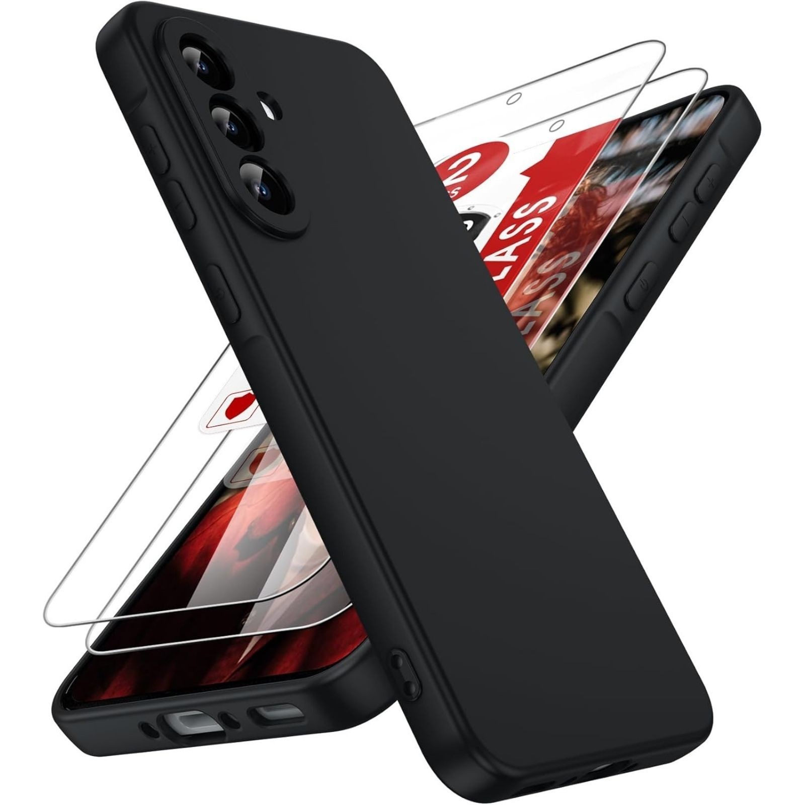 Samsung Galaxy A36 5G Phone Case with [2Pcs] Tempered Glass Screen Protector, Bl