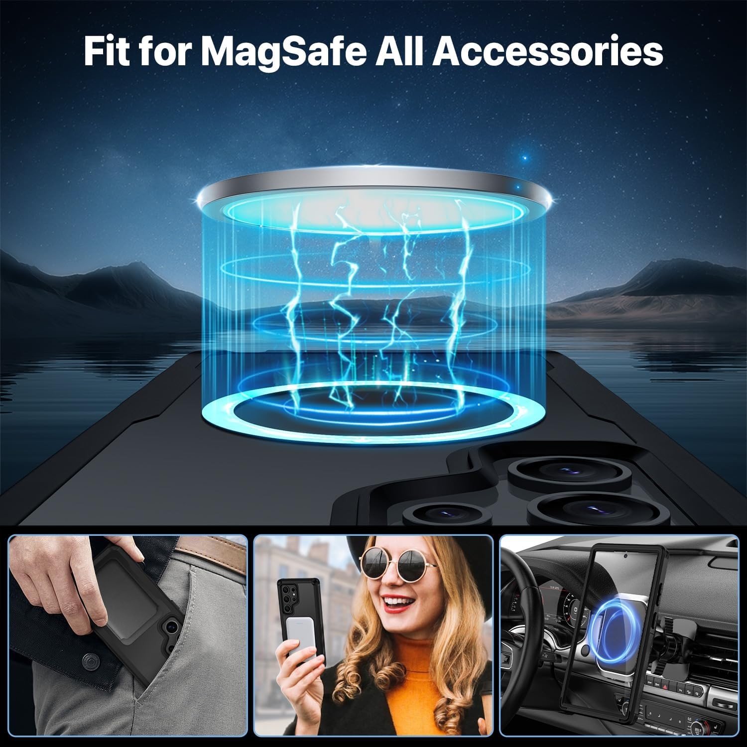 Full Body Magnetic Privacy Case for Samsung Galaxy S24 Ultra – Black, Shockproof