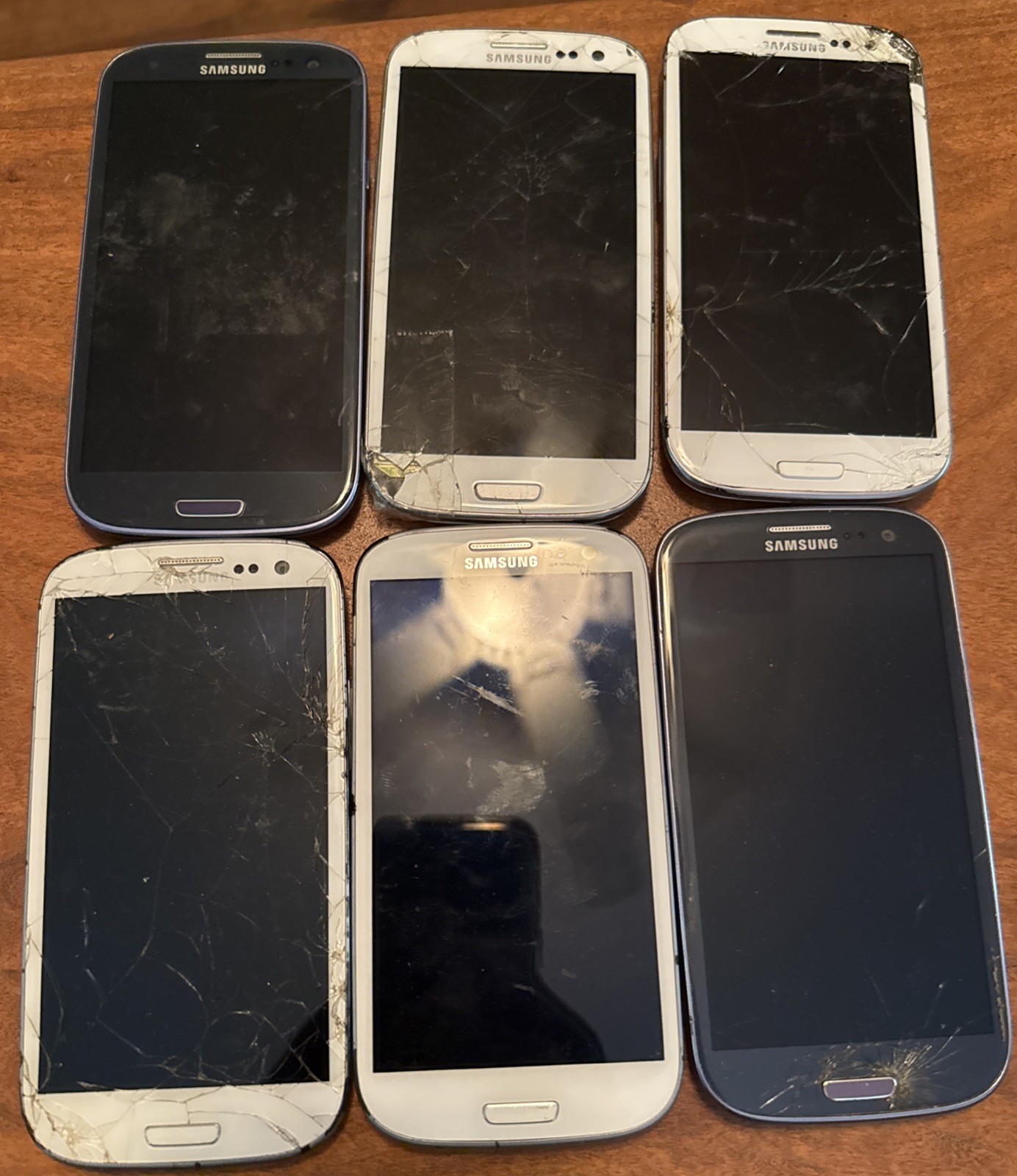Samsung Lot of 6 Galaxy S3 16GB Fast Ship Fair Used Parts NO Power Cracked
