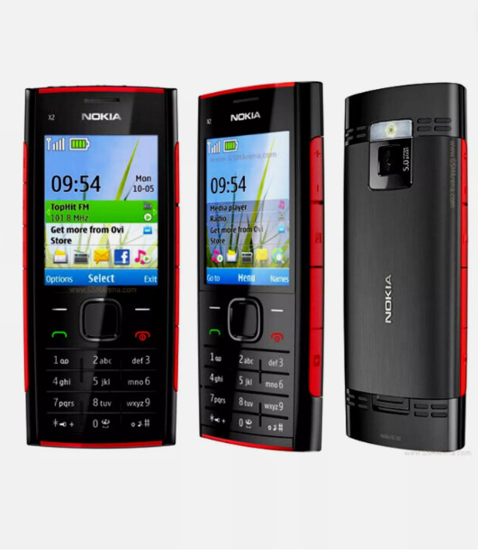 Original Unlocked Nokia X2-00 Bluetooth FM JAVA 5MP Black / Red Mobile Phone