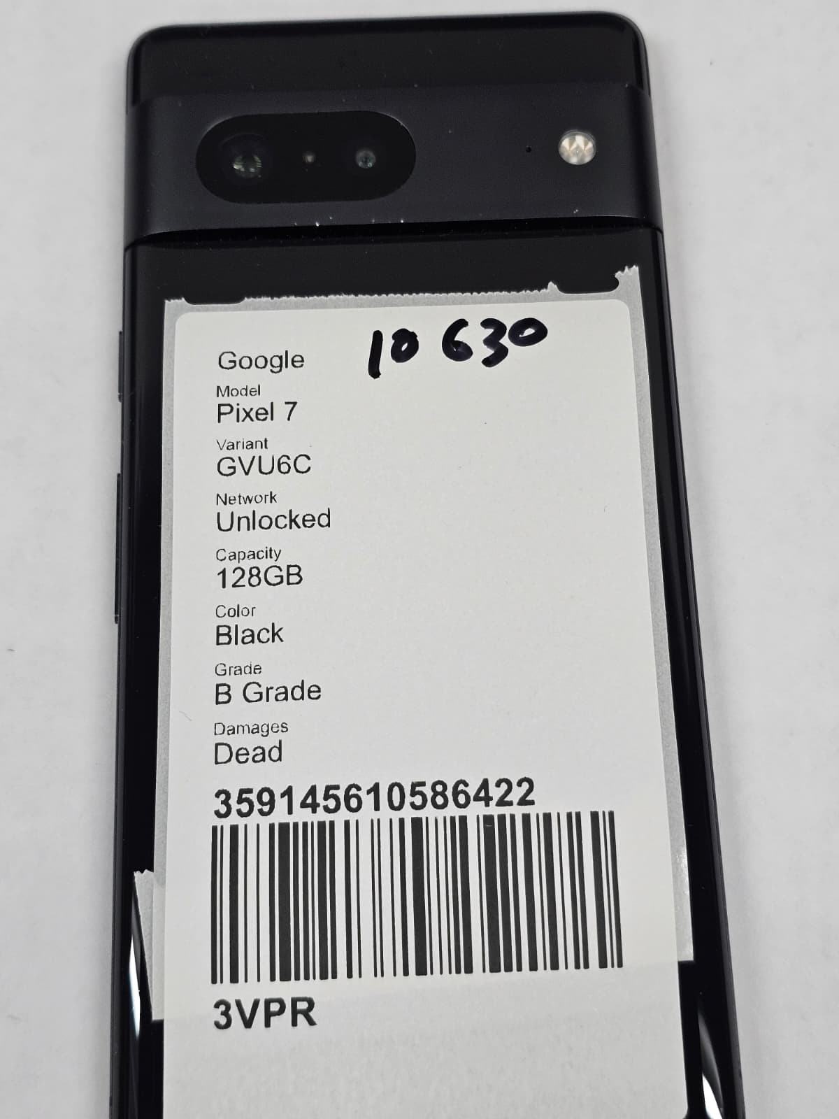 FOR PARTS – Google Pixel 7 – 128GB – Obsidian – Unlocked – GVU6C – 10630
