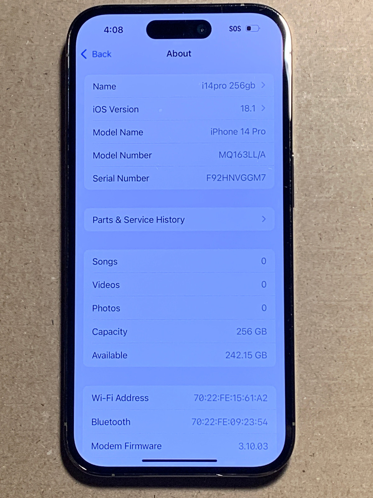Apple iPhone 14 Pro – 256GB – Gold Unlocked A2650 (CDMA + GSM)