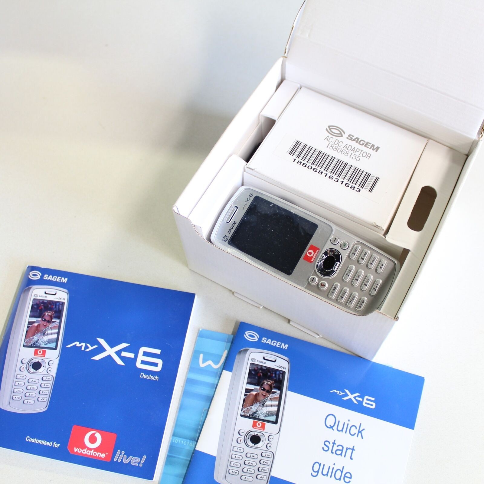 Rare Vintage SAGEM my X-6 VodaFone Phone Silver International In Box Collectible