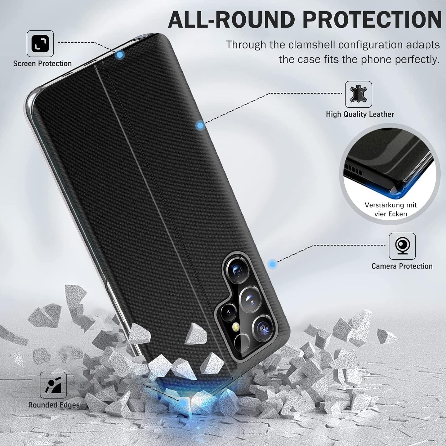 Samsung Galaxy S26 Ultra Case View Clear Smart Window with Kickstand, Black