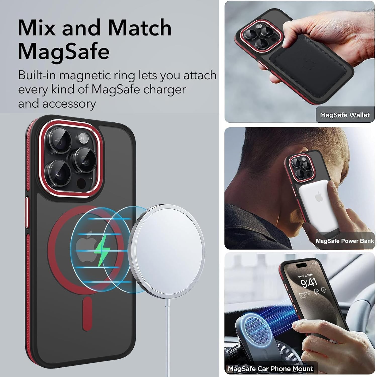 iPhone 14 Pro Max Case Translucent Matte Back Slim Magnetic Case for iPhone 14 P