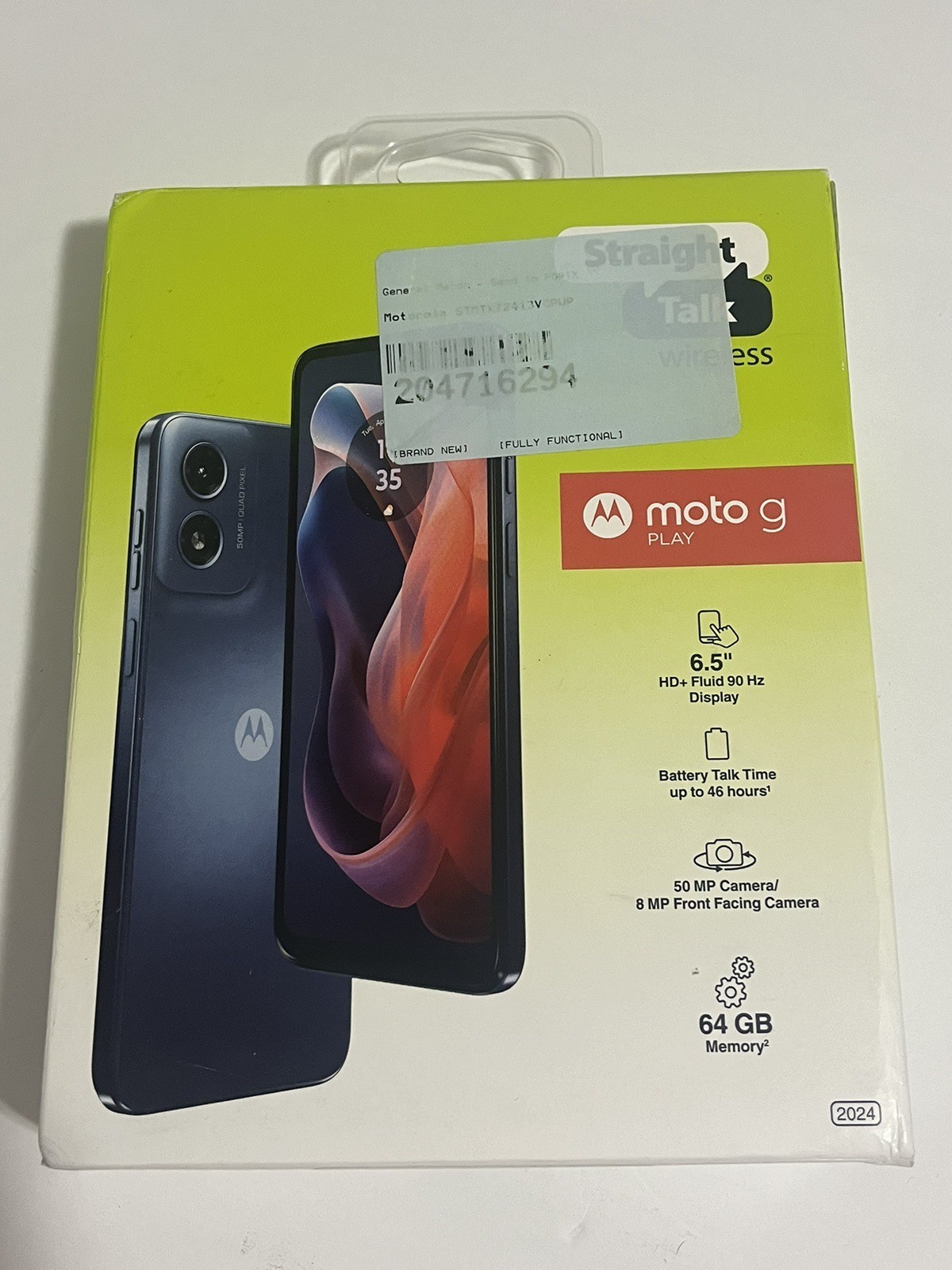 New & Sealed – Straight Talk Motorola Moto G Play (2024), 64GB, Blue – Prepaid