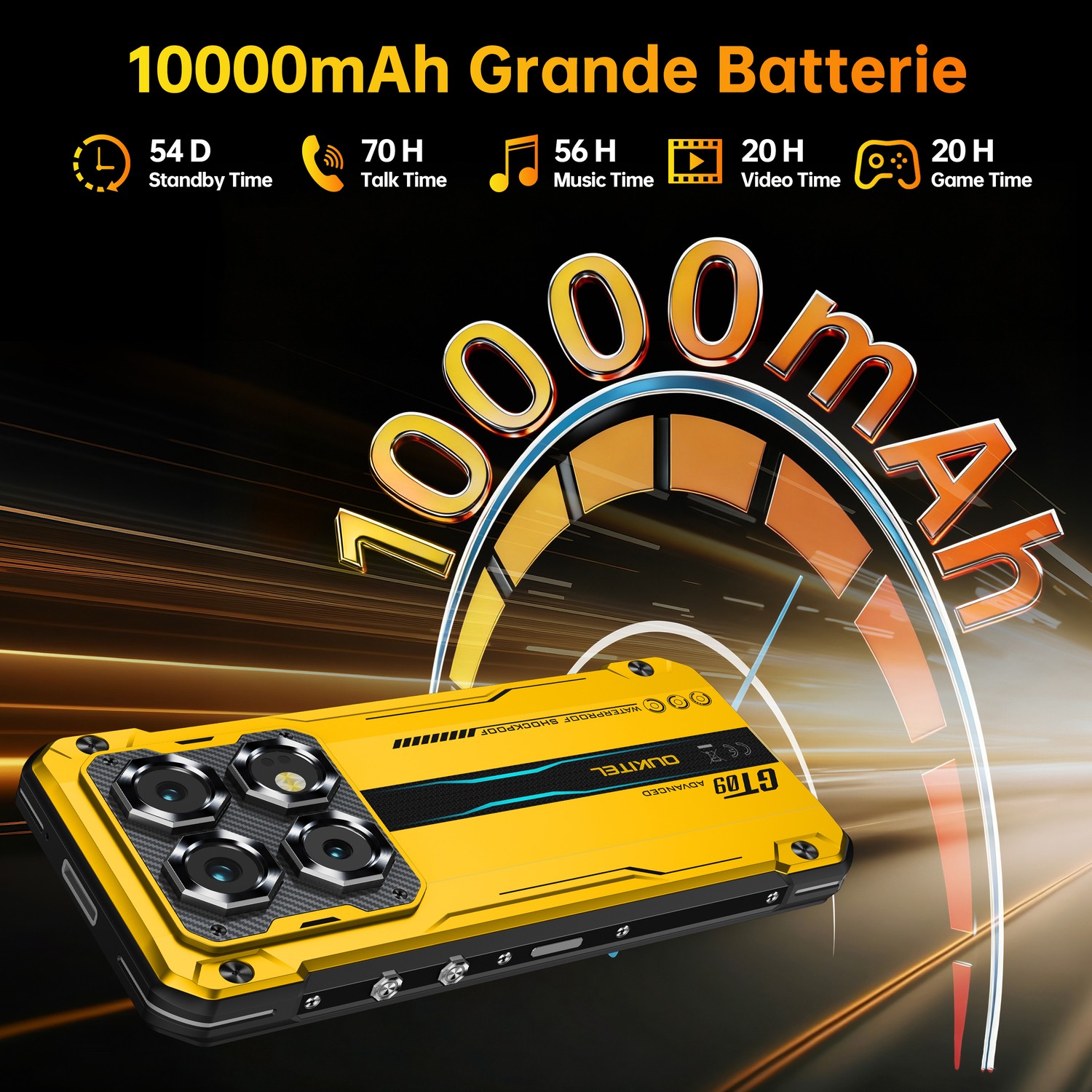 OUKITEL WP60 Rugged Smartphone 5G 10000mAh Android 15 Phone 7.2 in 36GB+512GB