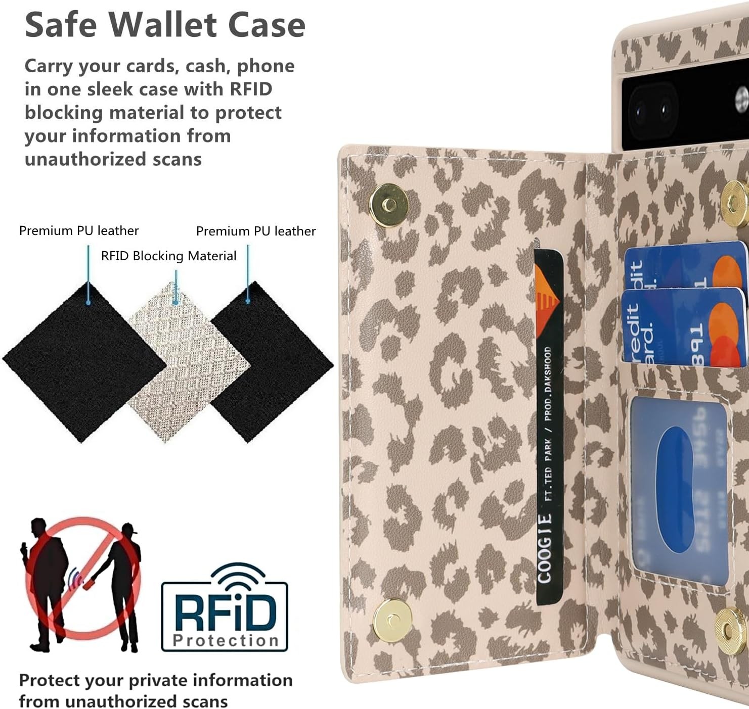 Google Pixel 6a Case with Card Holder, Wallet Phone Case for Women Men [RFID Blo