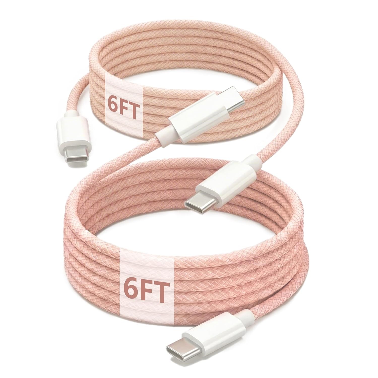 USB C to C Charger Cable 60W Fast Charging Braided Nylon Type C Cord 6FT 2-Pack