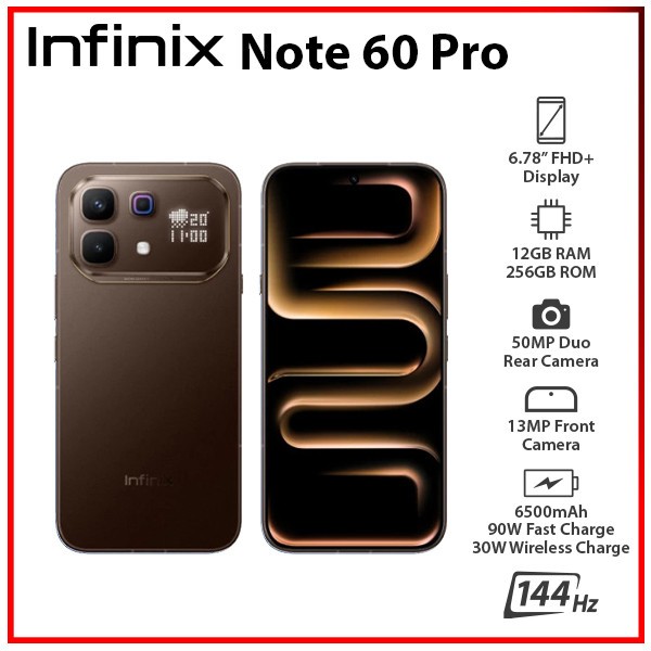 Infinix Note 60 Pro 5G BROWN 12GB+256GB Dual SIM Unlocked Android Cell Phone