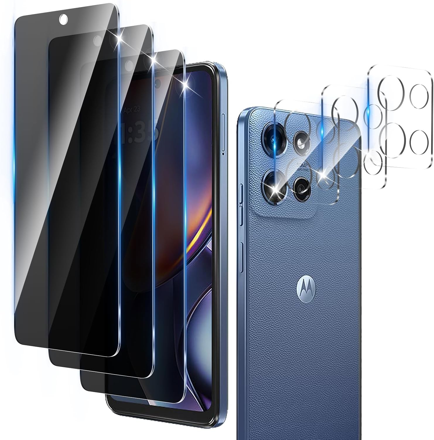 [3+3 PCS] Privacy Screen Protector & Camera Lens Protector for Motorola Moto G 5