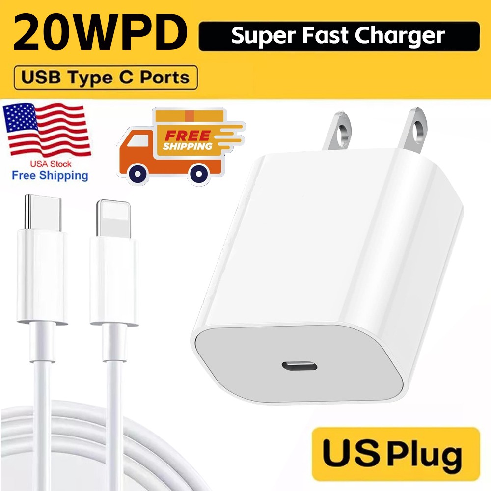 20W PD Power Wall Charger Cable Type c 3FT Charging Cord For Apple iPhone 14 13
